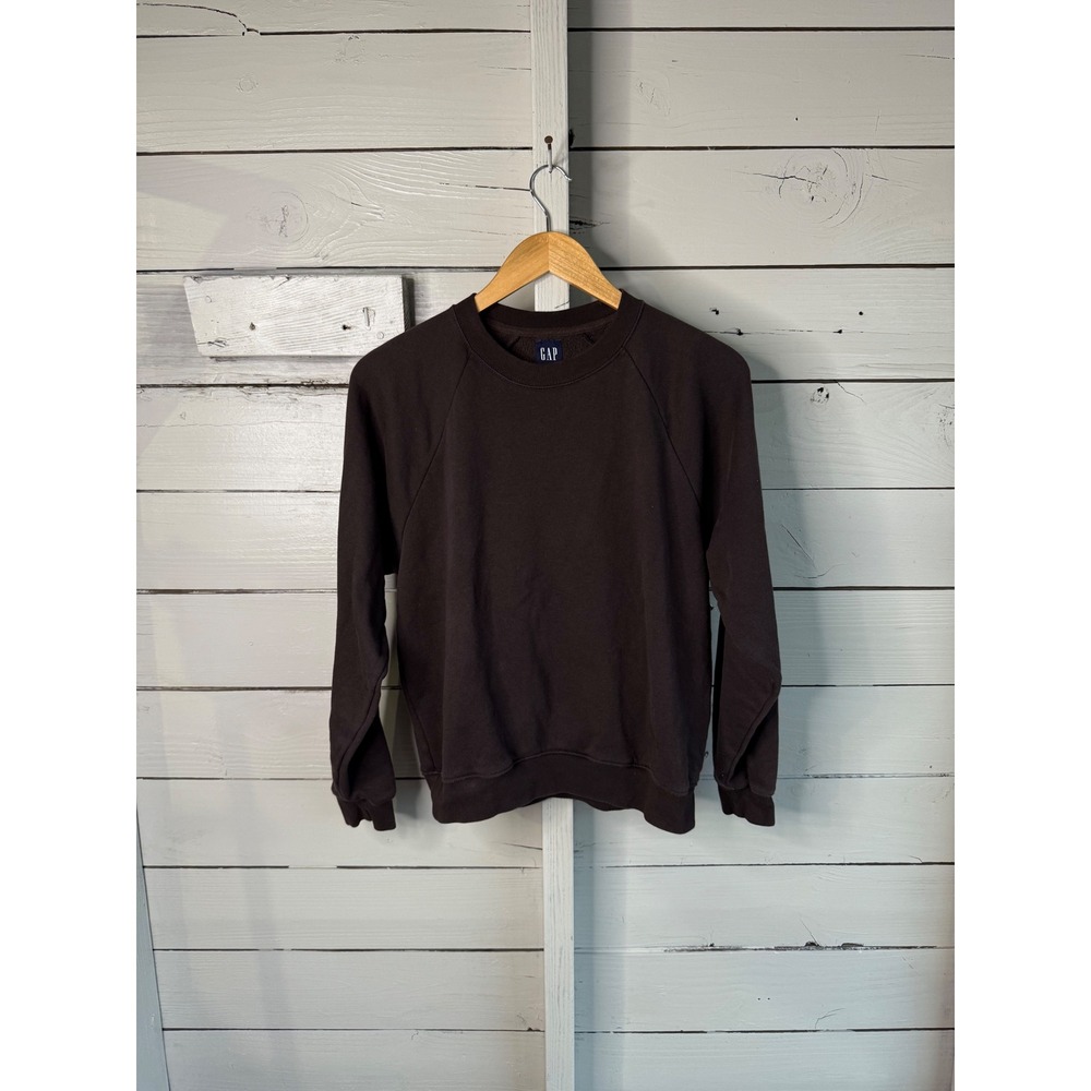 Gap Womens Crewneck Sweatshirt Brown Raglan Sleeve Fleece Pullover Small